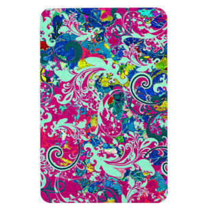 Magnet Flexible Vintage coloré fleuri abstrait