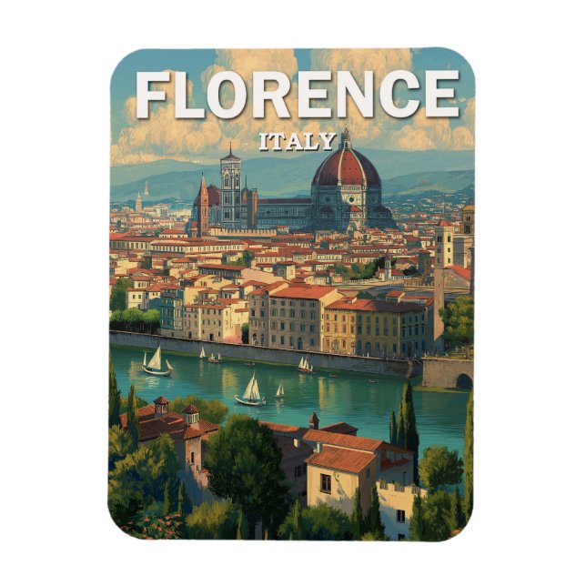 Magnet Flexible Vintage Florence Italie Skyline Travel (Vertical)