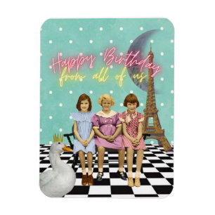 Magnet Flexible Vintage Funky Group Voeux d'anniversaire