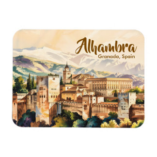 Magnet Flexible Vintage Granada Spain Alhambra Watercolor Travel