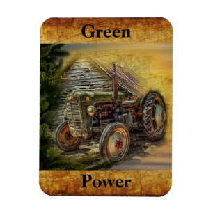 Magnet Flexible Vintage Green Tractor Rustic