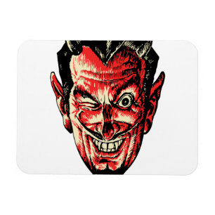 Magnet Flexible Vintage Halloween Red Devil Head