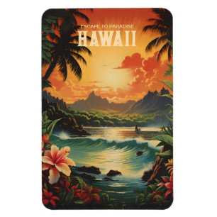 Magnet Flexible Vintage Hawaii Beach Travel Art