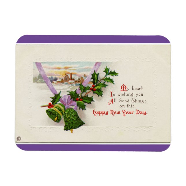 Magnet Flexible Vintage Joyeux nouvel an magnétique flexible (Horizontal)