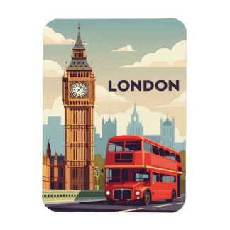 Magnet Flexible Vintage London with Big Ben and Red bus
