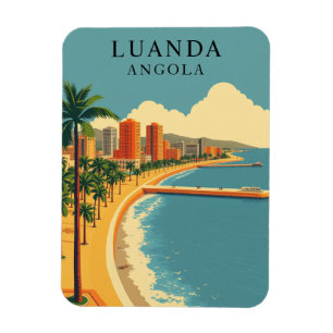 Magnet Flexible Vintage Luanda Angola Beach Voyage Souvenir