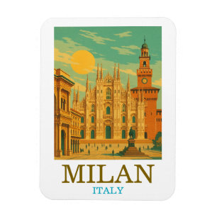 Magnet Flexible Vintage Milan Italie Travel Retro Imprimer