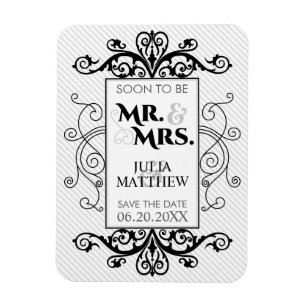 Magnet Flexible Vintage Noir Économisez Le Mariage Date