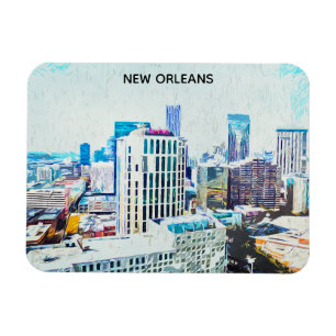 Magnet Flexible Vintage Nouvelle-Orléans Louisiane Ville Silhouett