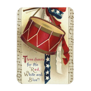 Magnet Flexible Vintage patriotique, tambours avec notes de musiqu