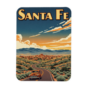 Magnet Flexible Vintage Père Noël Fe New Mexico Travel