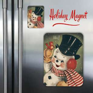 Magnet Flexible Vintage Retro Snowman Holiday
