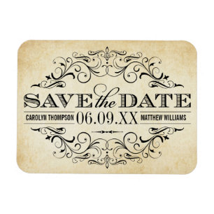 Magnet Flexible Vintage Rustic Black Flourish Mariage