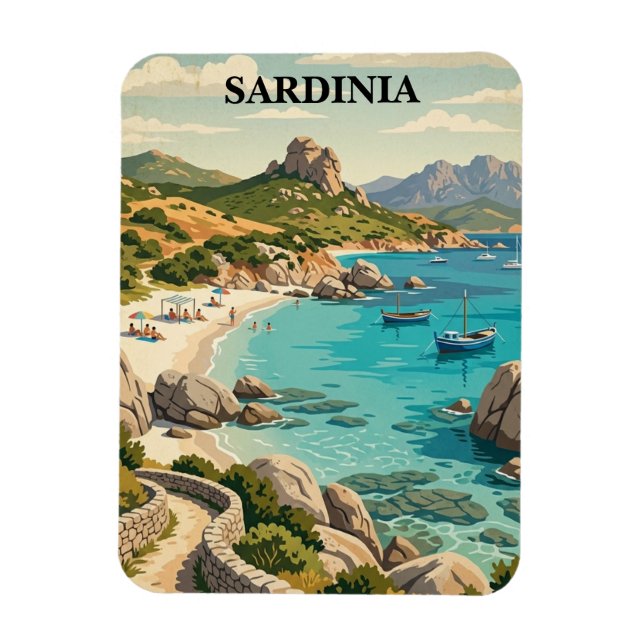 Magnet Flexible Vintage Sardinia Italy Mediterranean Scenery (Vertical)