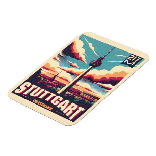 Magnet Flexible Vintage Stuttgart TV Tower Fernsehturm cadeau alle