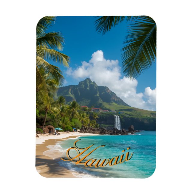 Magnet Flexible Vintage Style Hawaiian Blue Sea Palms Sky Travel (Vertical)