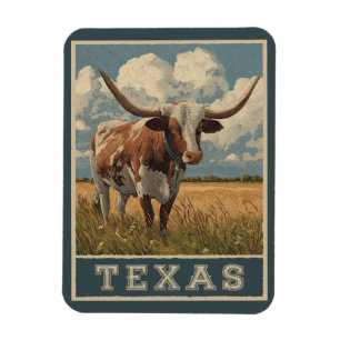Magnet Flexible Vintage Texas Longhorn Bull Retro Travel