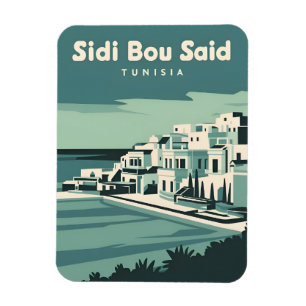 Magnet Flexible Vintage Travel Sidi Bou Said Tunisie Scène Rétro