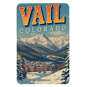 Magnet Flexible vintage Vail colorado extérieur hiver neige ski 