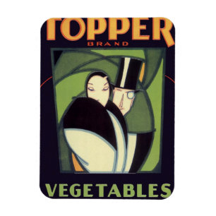 Magnet Flexible Vintage Vegetable Topper Label, Art Deco Romance