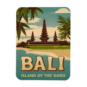 Magnet Flexible Vintage voyage Bali Indonésie Retro Graphisme