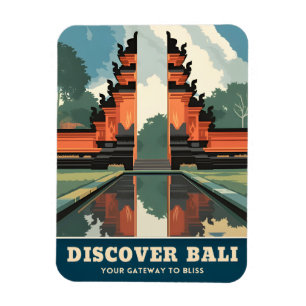 Magnet Flexible Vintage voyage Bali Indonésie Temple Gate Retro