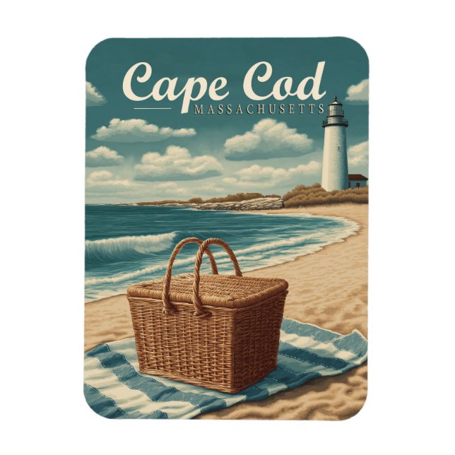 Magnet Flexible Vintage voyage Cape Cod Massachusetts Beach Retro (Vertical)