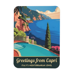 Magnet Flexible Vintage voyage Capri Italie Bord de mer Rétro Pitt