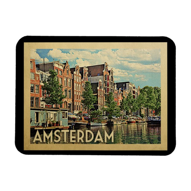 Magnet Flexible Vintage voyage d'Amsterdam Hollande (Horizontal)