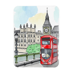 Magnet Flexible Vintage voyage de bus rouge Londres Angleterre