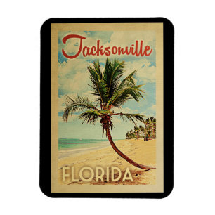 Magnet Flexible Vintage voyage de palmier de Jacksonville