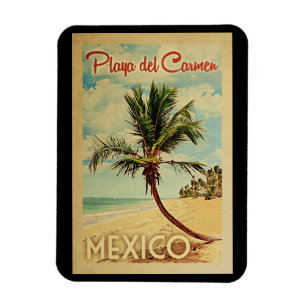 Magnet Flexible Vintage voyage de palmier de Playa del Carmen