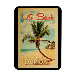 Magnet Flexible Vintage voyage de plage de palmier de Vero Beach