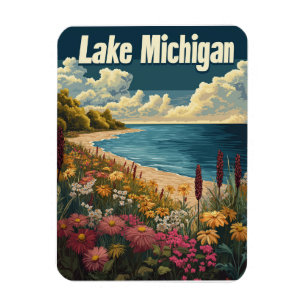 Magnet Flexible Vintage voyage du lac Michigan