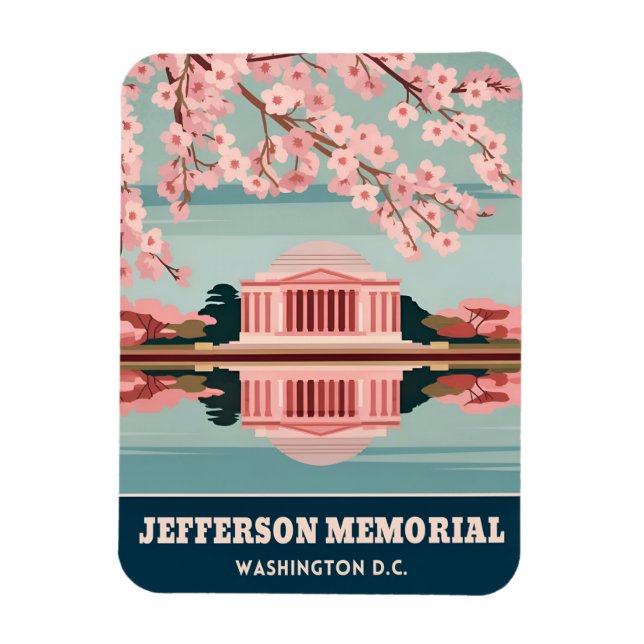 Magnet Flexible Vintage voyage Jefferson Memorial Washington DC (Vertical)