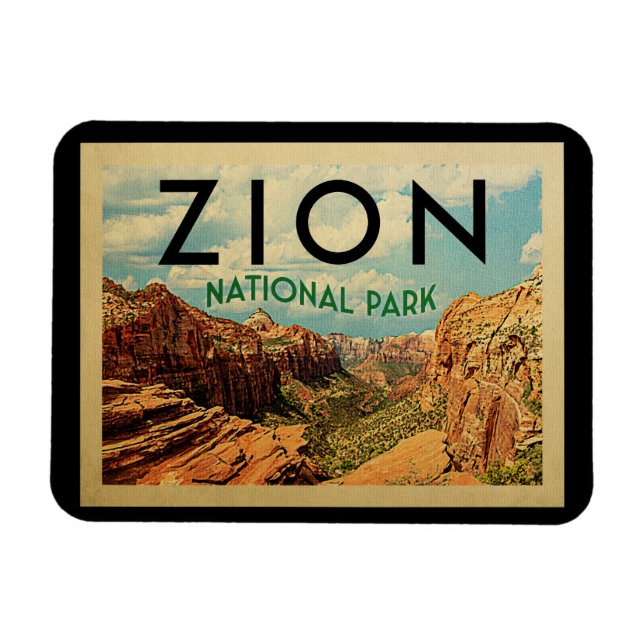 Magnet Flexible Vintage voyage magnétique du parc national de Zion (Horizontal)