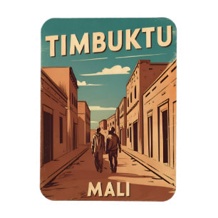 Magnet Flexible Vintage voyage Tombouctou Mali Afrique Retro Graph