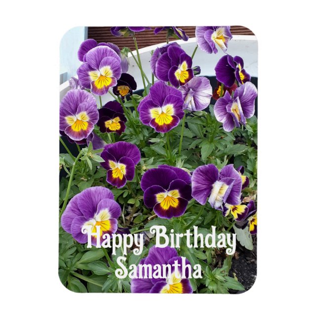 Magnet Flexible Viola violet Pansy Fleurs florales Anniversaire (Vertical)