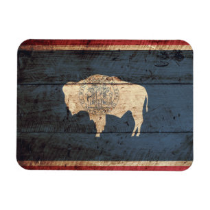Magnet Flexible Vioming State Flag on Old Wood Grain
