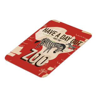 Magnet Flexible Visitez l'affiche de voyage vintage zèbre du zoo.