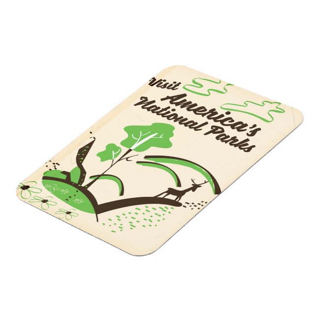 Magnet Flexible Visitez le poster vintage des parcs nationaux amér (Côté Gauche)
