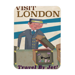 Magnet Flexible Visitez Londres vintage poster art