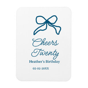 Magnet Flexible Vive vingt nœud d'anniversaire bleu rétro boho dat