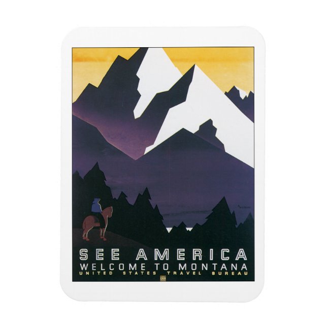 Magnet Flexible Voir l'Amérique ~ Bienvenue au Montana (Vertical)