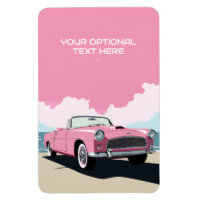 Voiture classique rose texte personnalisé