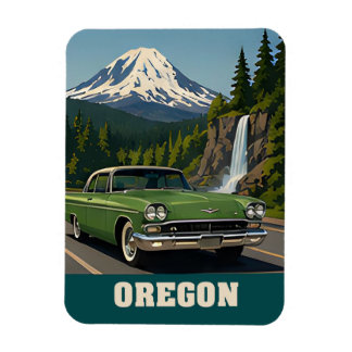 Magnet Flexible 🌲 Voiture Verte Vintage Montagne Évergreen