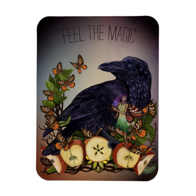 Magnet Flexible Vols d'Imaginaire Corbeau Faery Art Carte postale (Vertical)