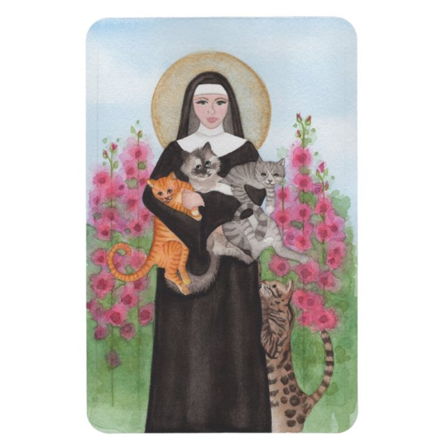 Magnet Flexible VOTRE MODÈLE PHOTO - St Gertrude avec Chats Saint (Vertical)