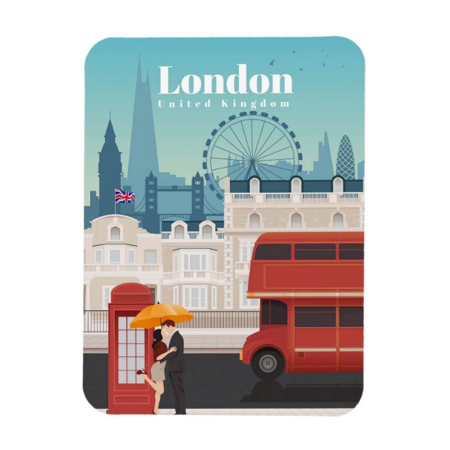 Magnet Flexible Voyage Art Voyage À Londres Angleterre (Vertical)
