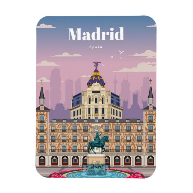 Magnet Flexible Voyage Art Voyage à Madrid Espagne (Vertical)